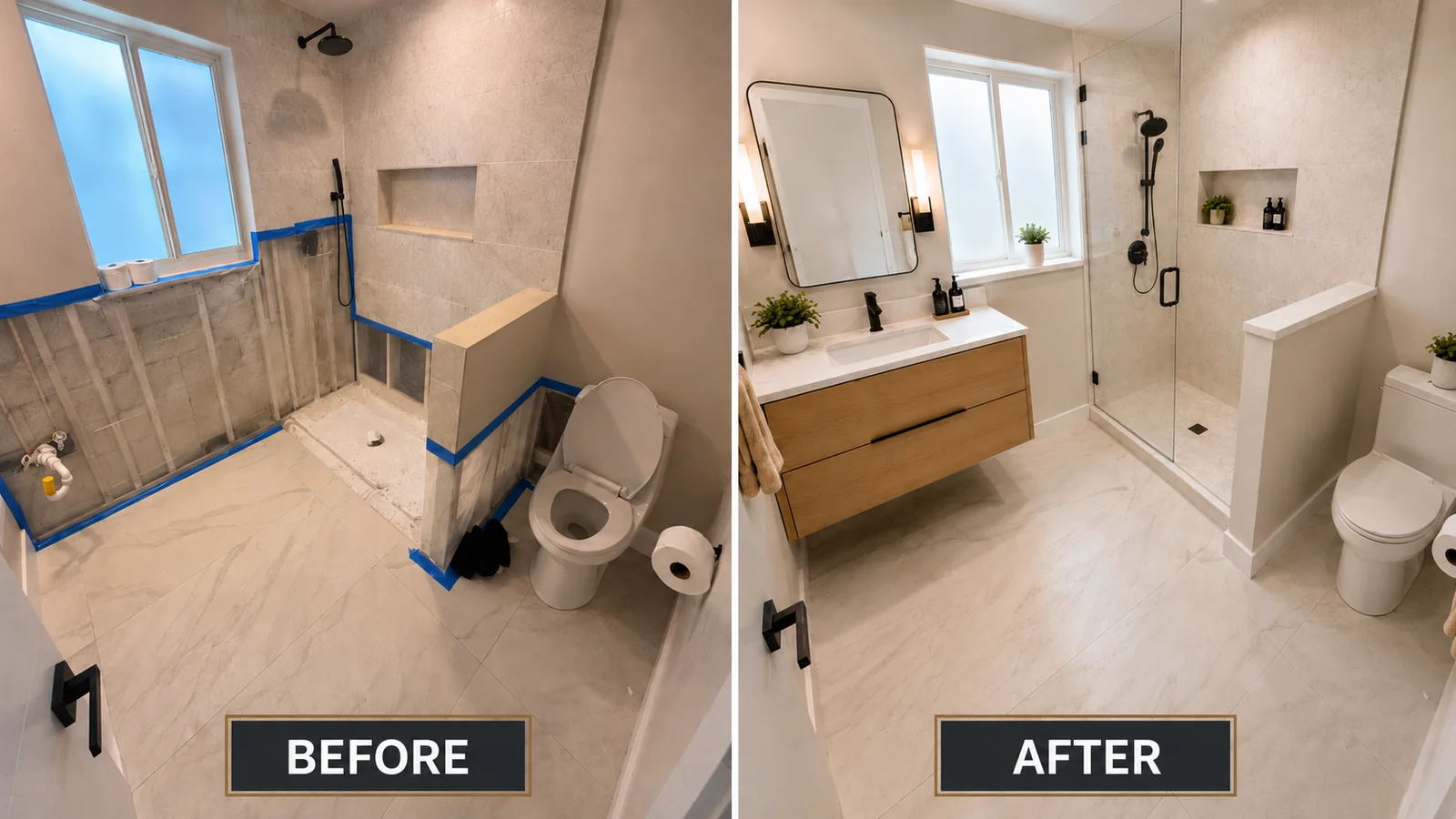 Bathroom remodel before and after