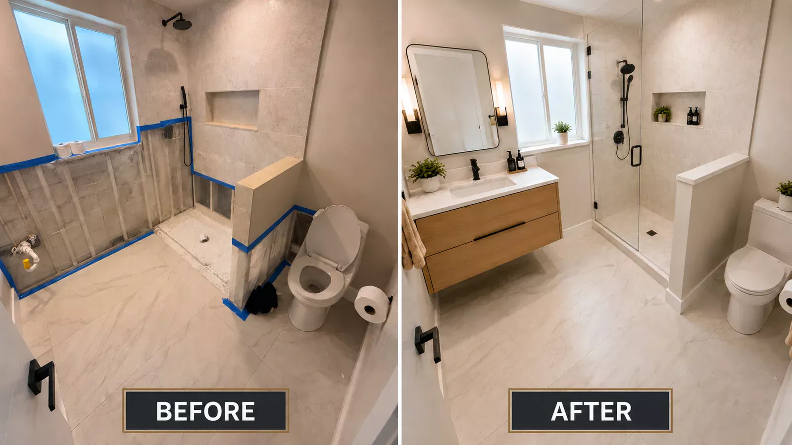 Bathroom remodel before and after